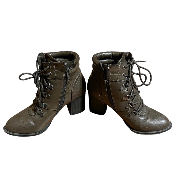 Lilly brown heeled combat boots - Picture 6 of 7